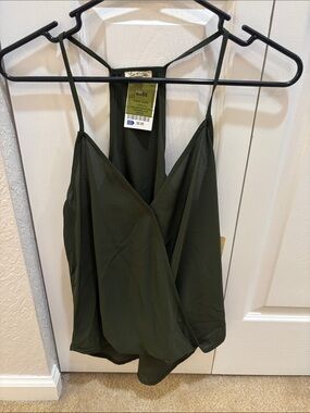 Lily White Olive Green Surplice Cami Tank